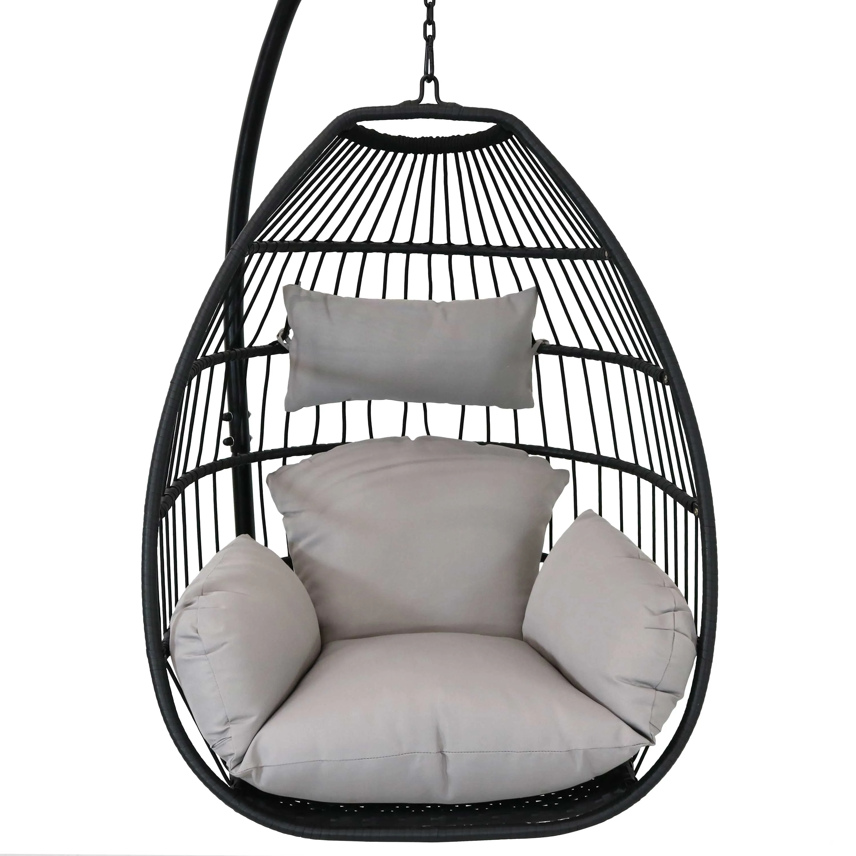 Delaney Outdoor Hanging Egg Chair with Stand and Seat Cushions