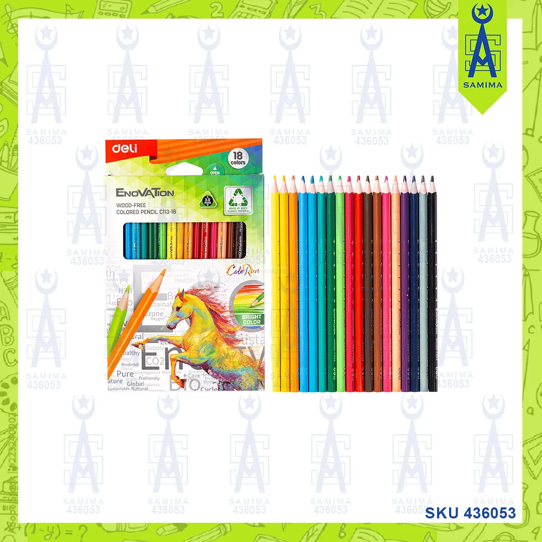 DELI C113-18 ENOVATION WOOD FREE COLOR PENCIL 18PC