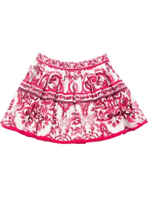 Dolce&amp;Gabbana   Majolica print cotton poplin mini skirt 