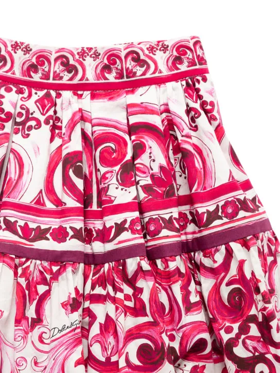 Dolce&amp;Gabbana   Majolica print cotton poplin mini skirt 