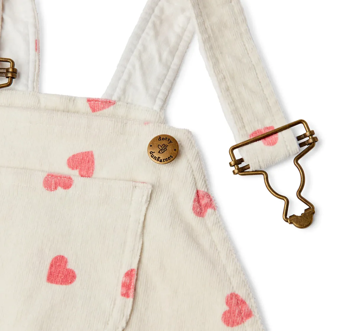 DOTTY DUNGAREES~ Heart print corduroy overalls