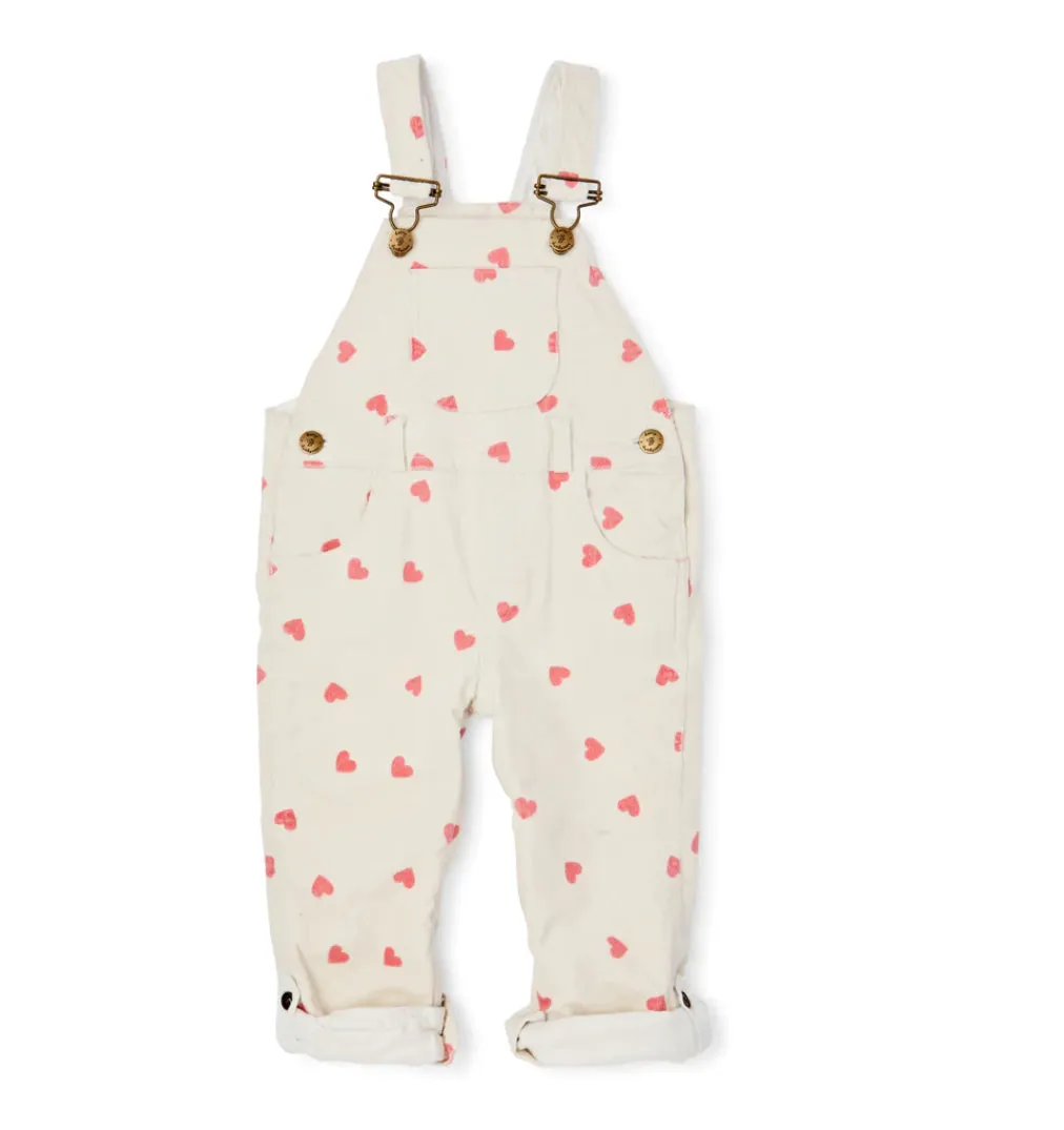 DOTTY DUNGAREES~ Heart print corduroy overalls