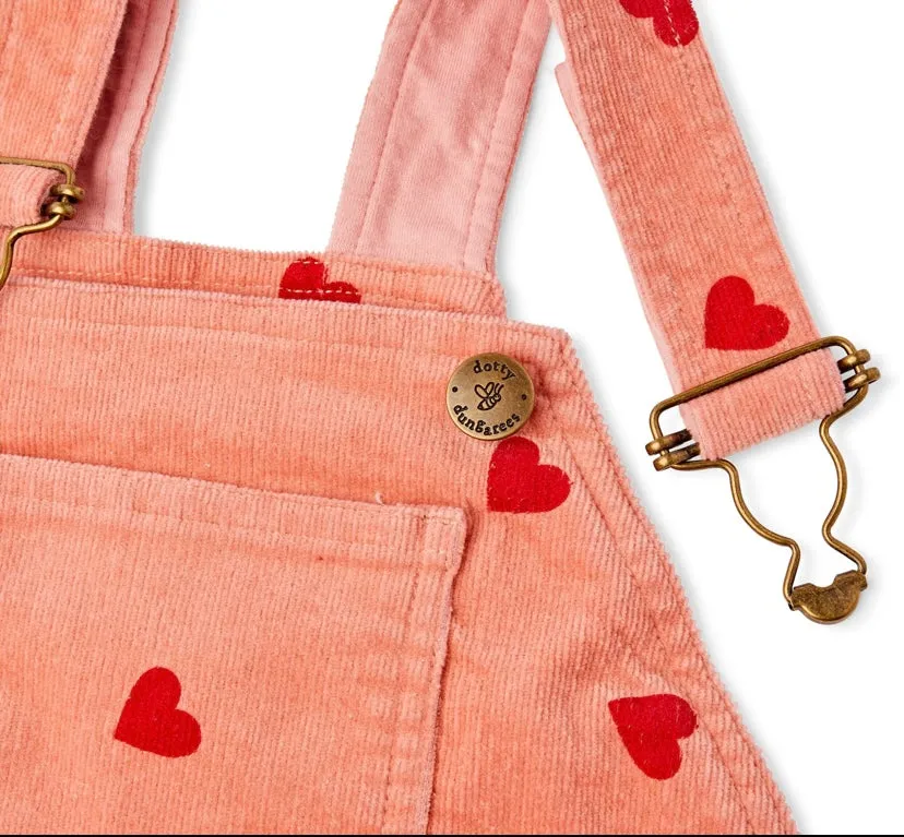 DOTTY DUNGAREES~ Heart print corduroy overalls