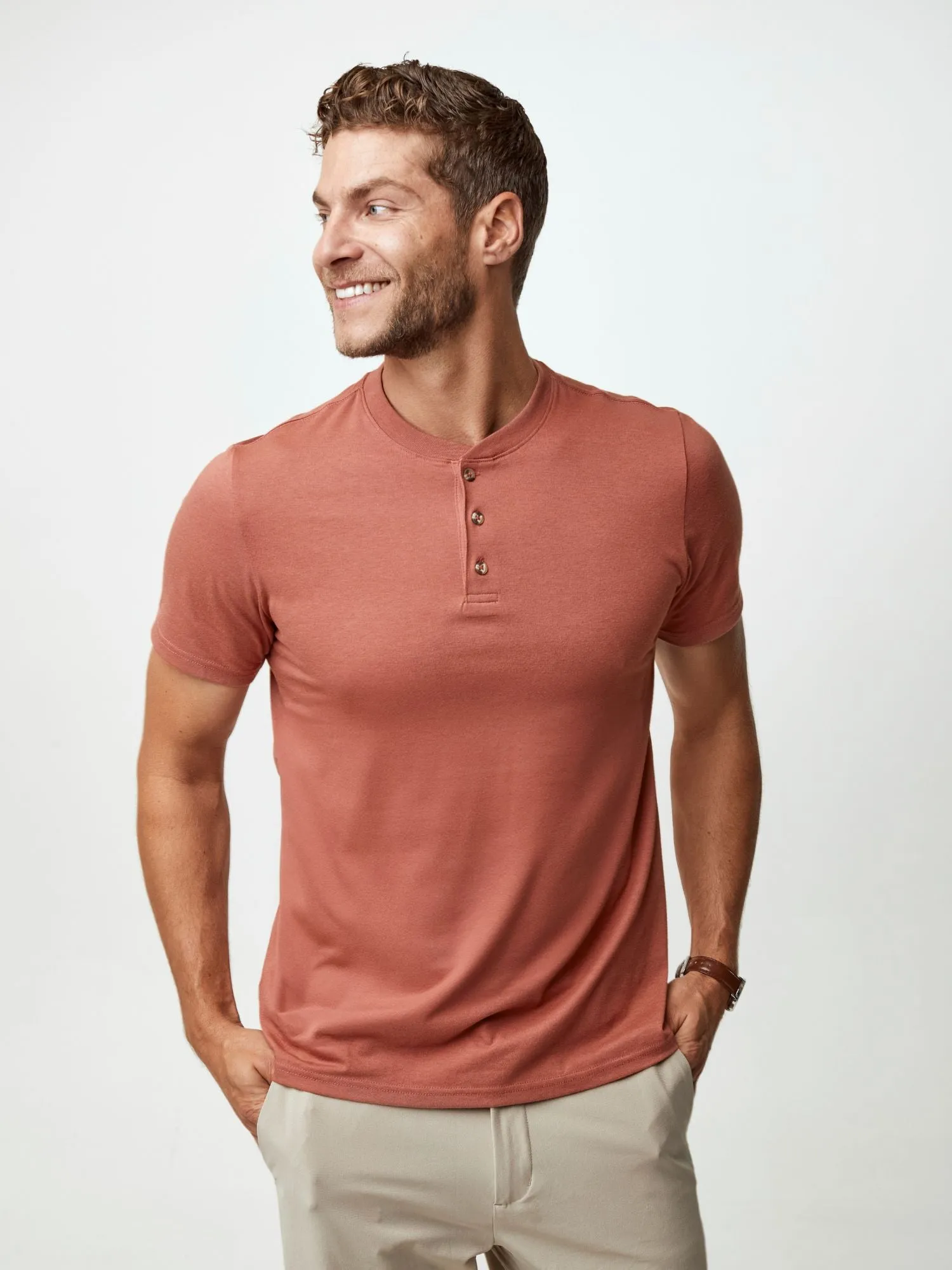 Dune Red Short Sleeve Henley FINAL SALE