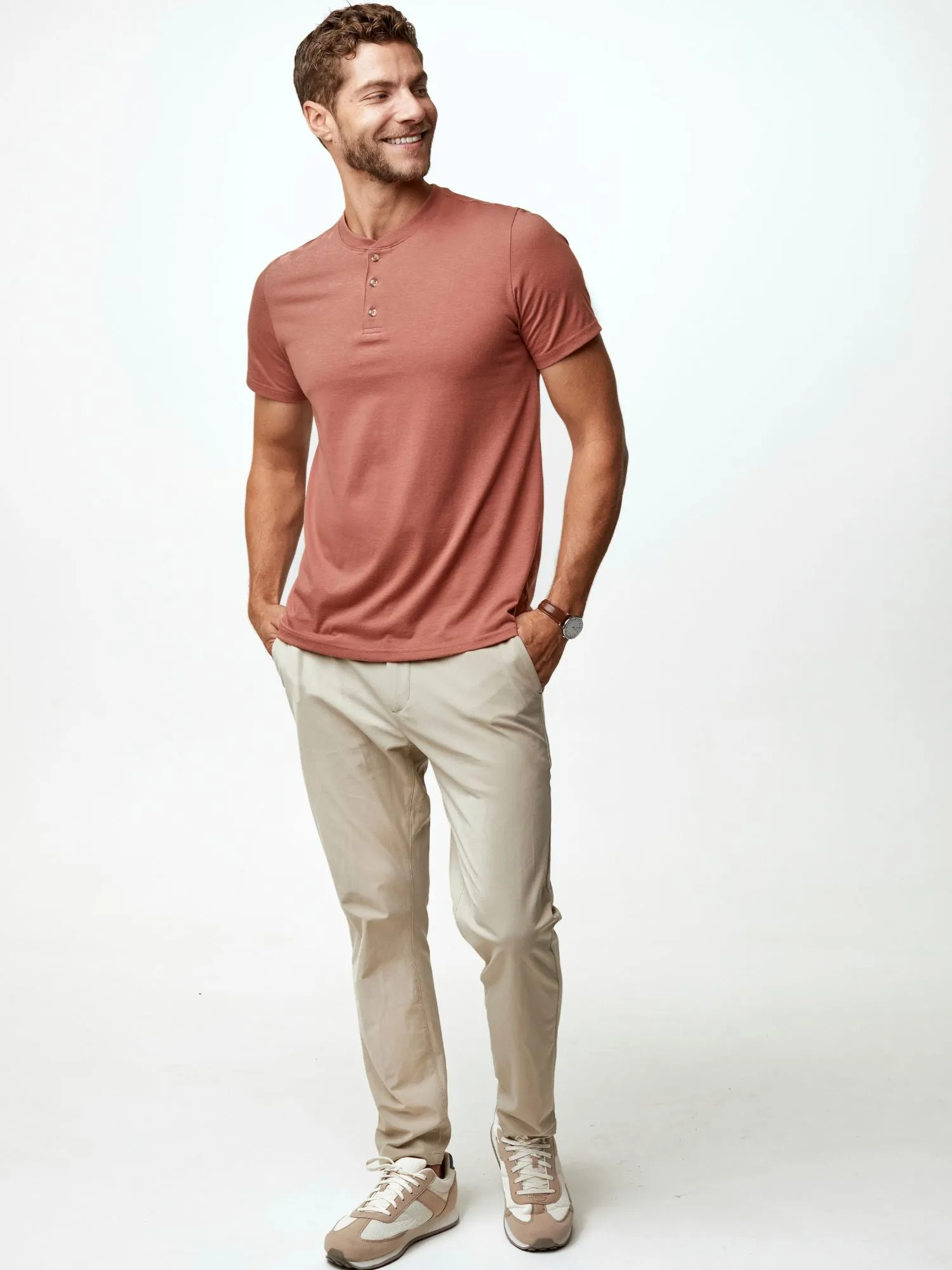 Dune Red Short Sleeve Henley FINAL SALE