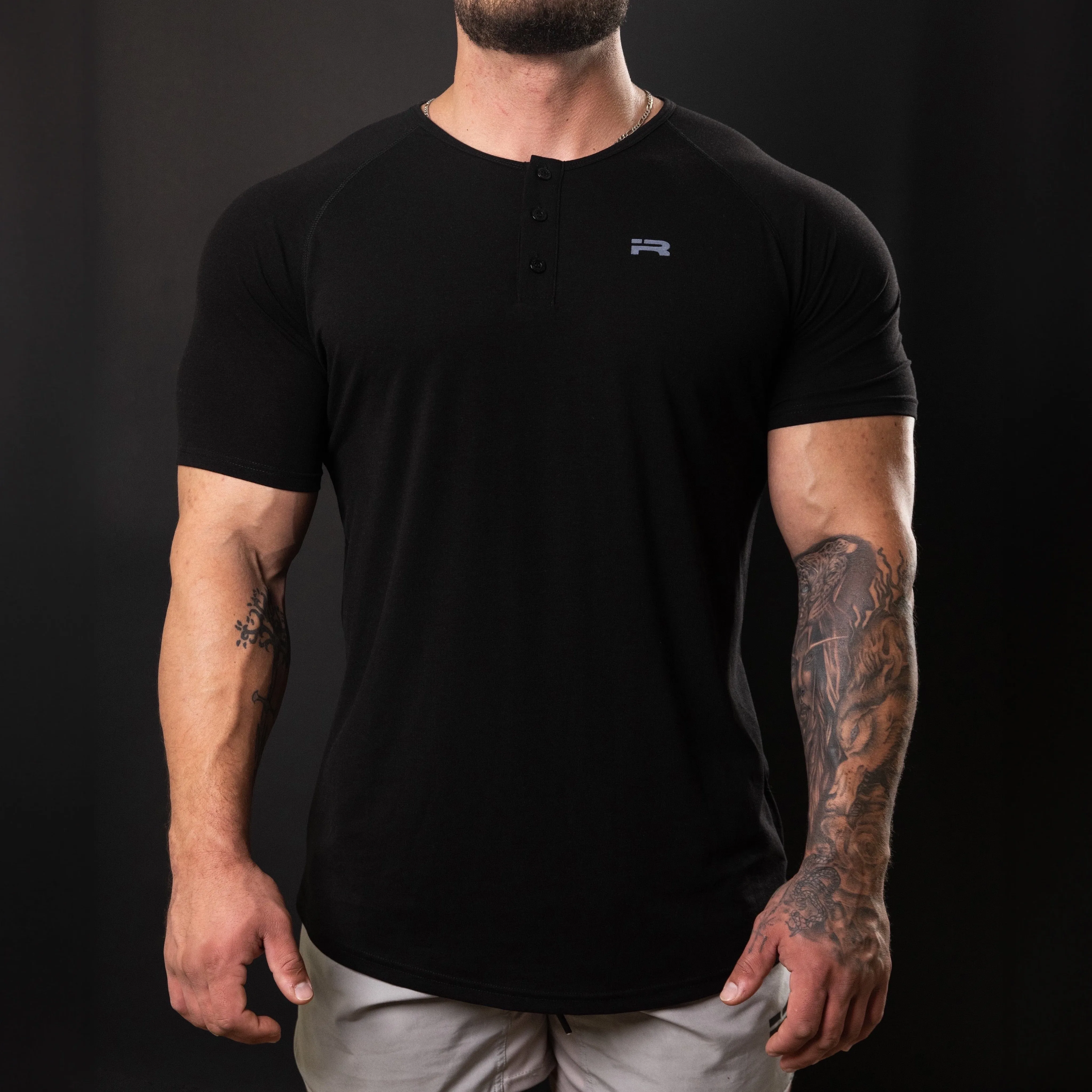 Elite Short Sleeve Henley (Black)