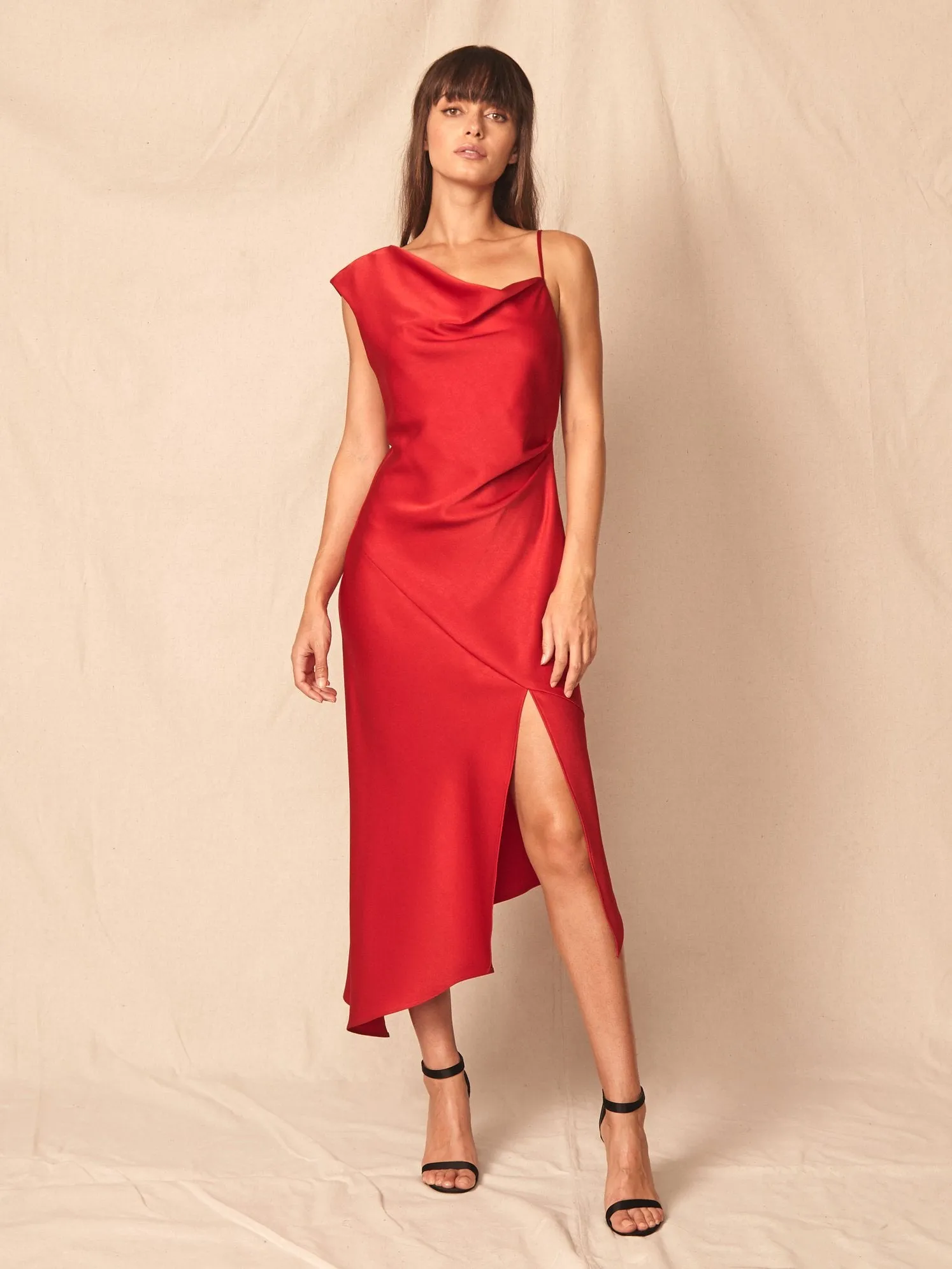 Everly Satin Dress - Red