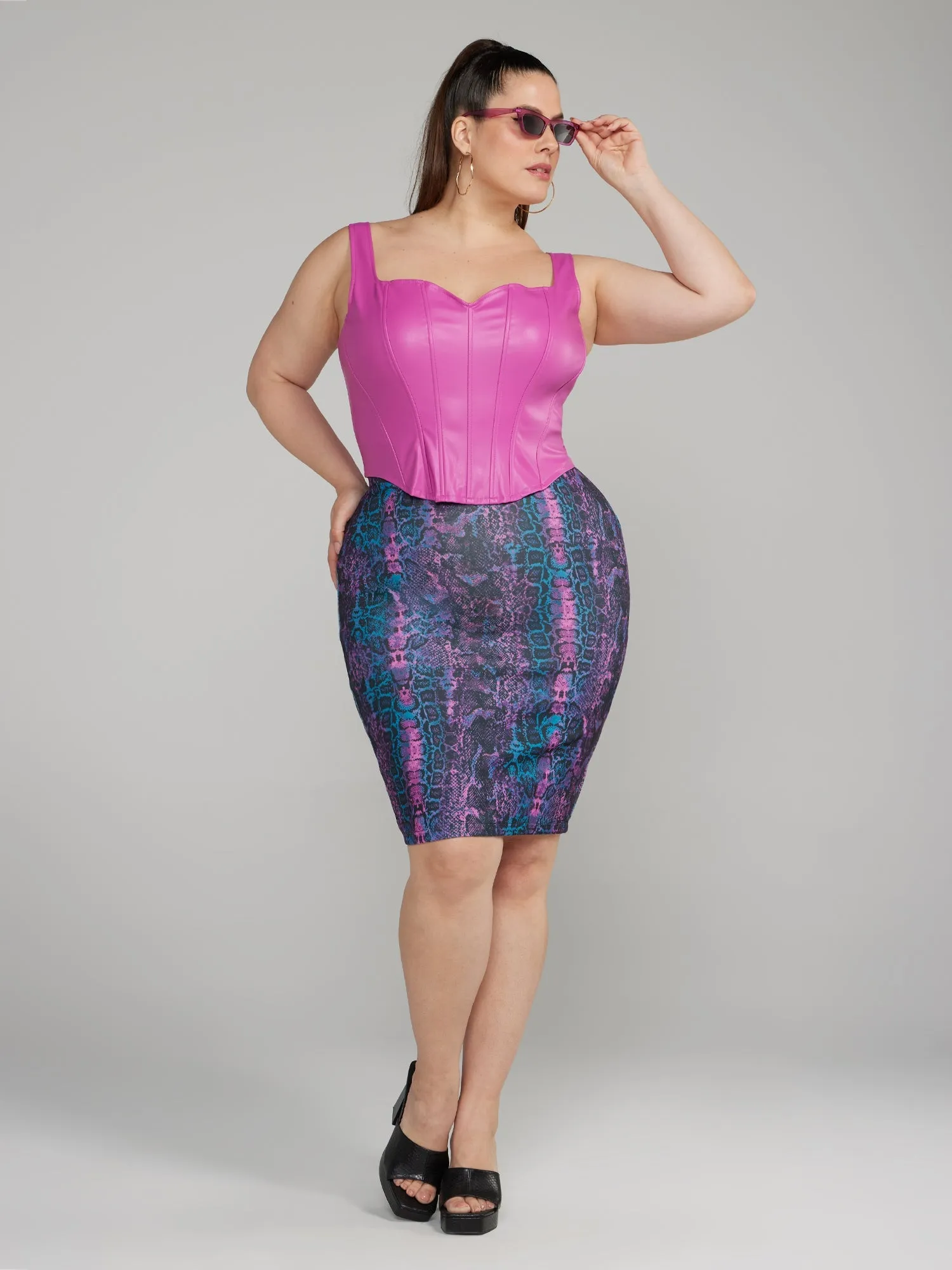 Fashion To Figure - Snake Print Bodycon Pencil Skirt