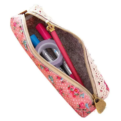 Fashion Women Pencil Bags Cute Floral Printed Pencil Bags For Girls