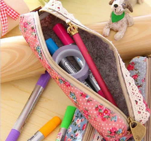 Fashion Women Pencil Bags Cute Floral Printed Pencil Bags For Girls