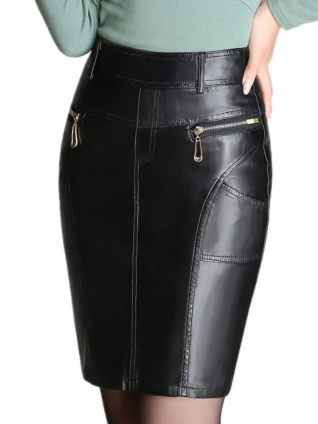 Faux Leather Black Pencil Skirt