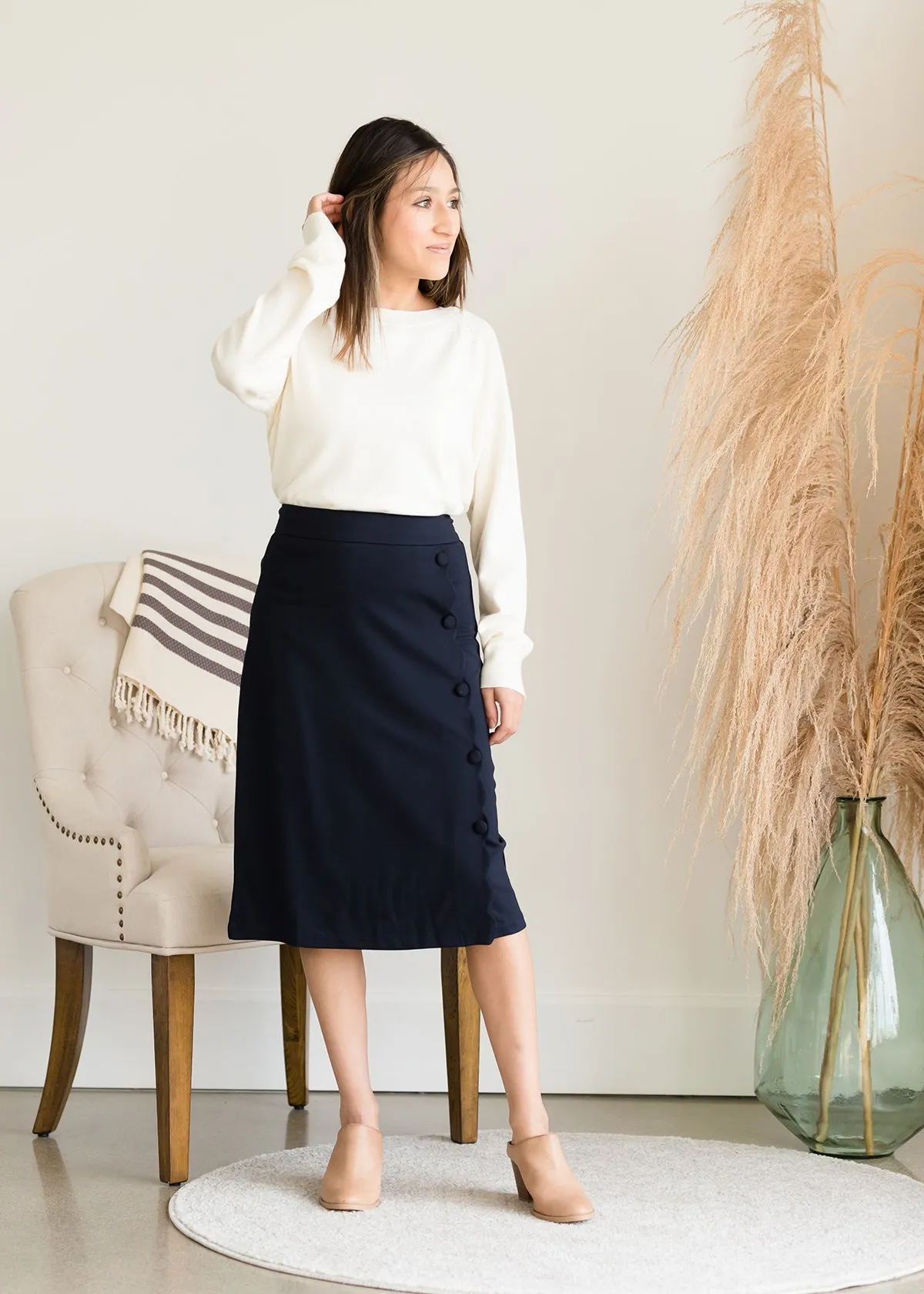 Faux Wrap Midi Pencil Skirt - FINAL SALE