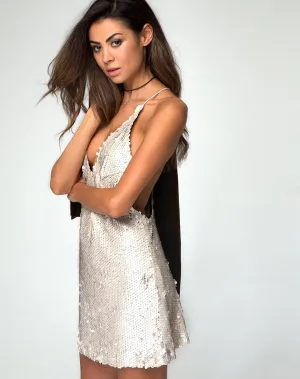 Finn Slip Dress in Shell Sequin Nude