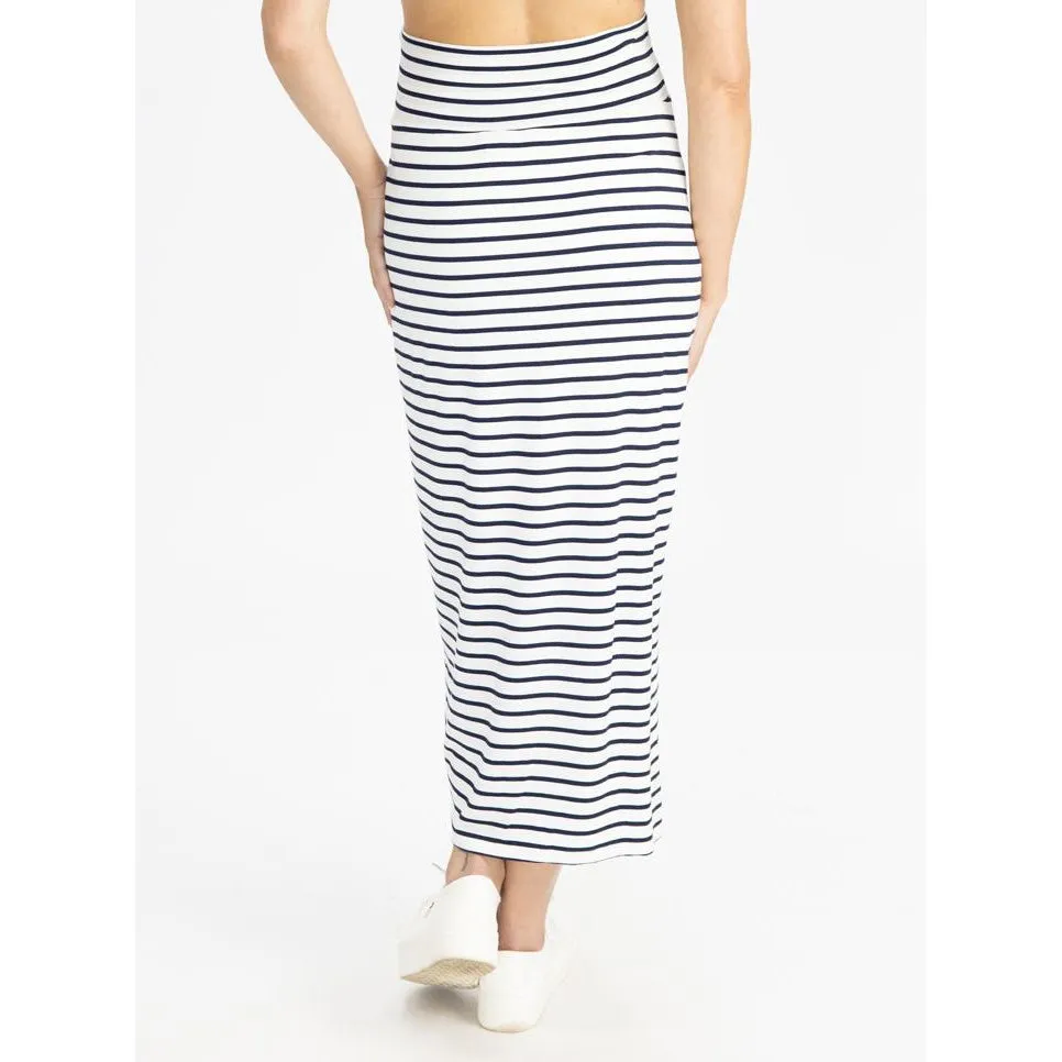 Fitted Maxi Skirt - Navy Stripes (XS)