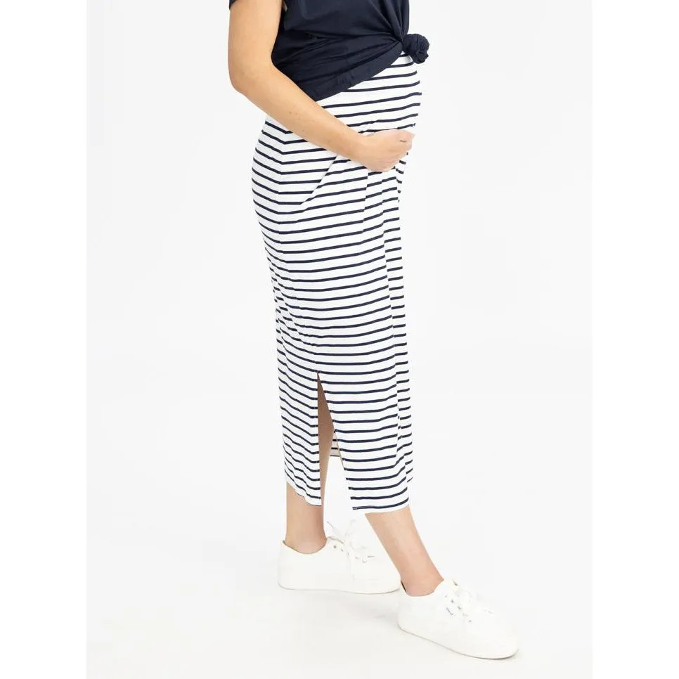 Fitted Maxi Skirt - Navy Stripes (XS)