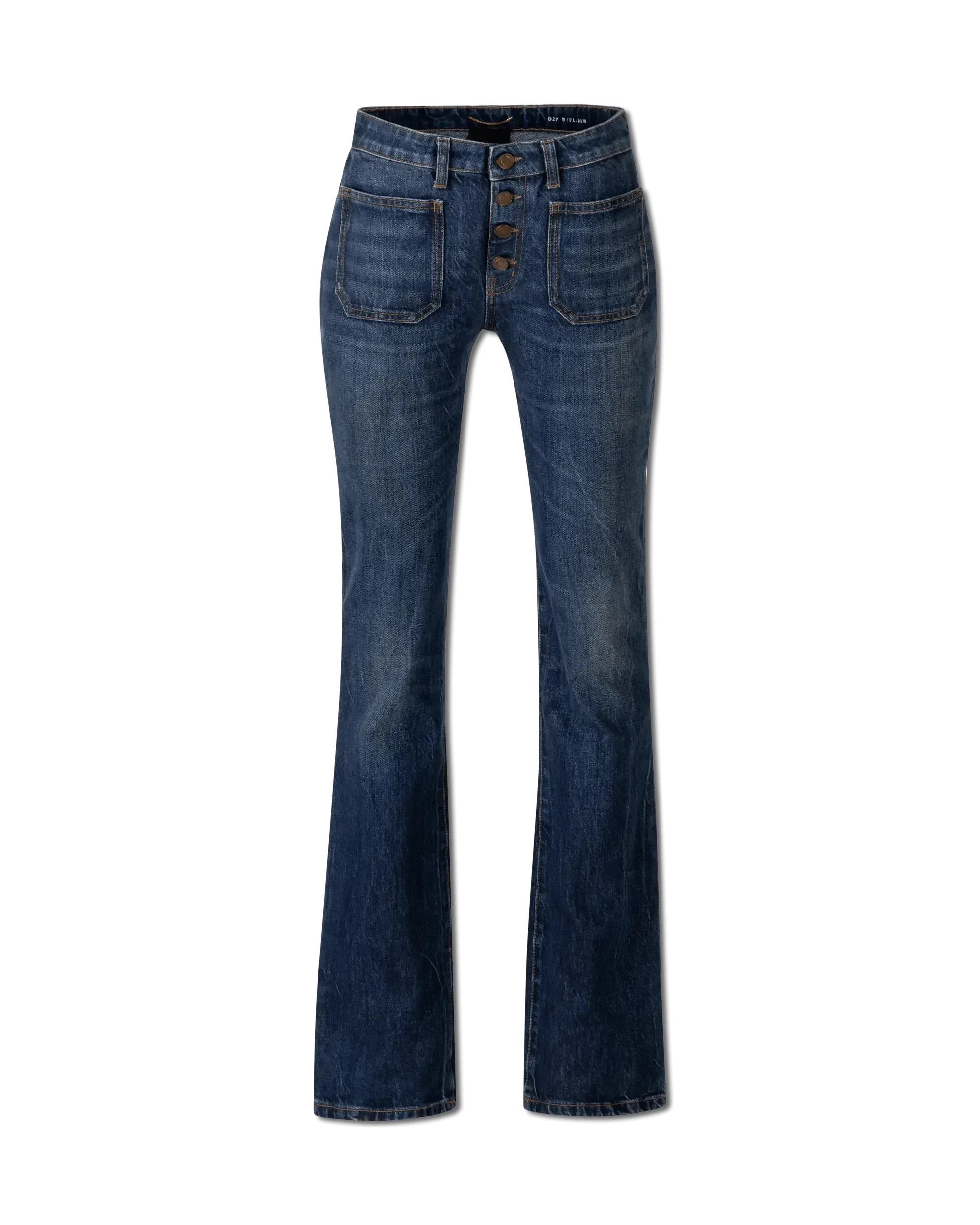 Flared Patch Pocket Jeans