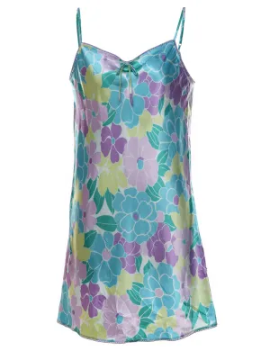 Floral Print Multi-Colour Y2K Slip Dress - M