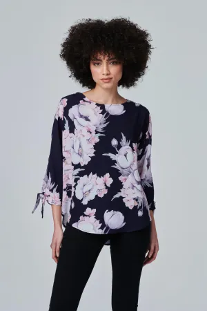 Floral Tie Sleeve Blouse Top