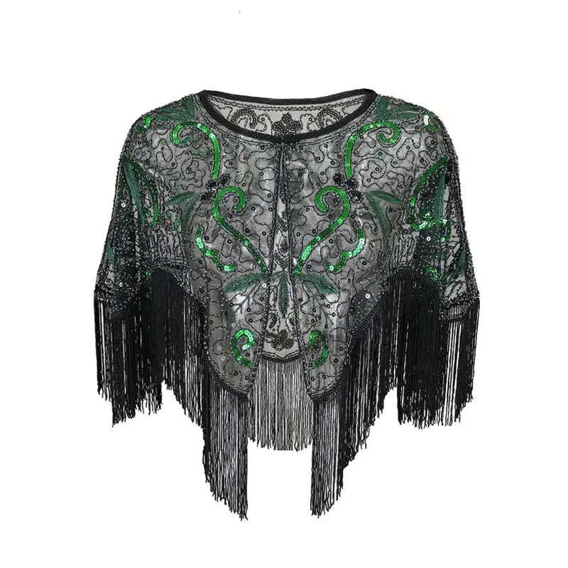 Florence- the Lace 1920s Style Caplet with Fringe 10 Colors