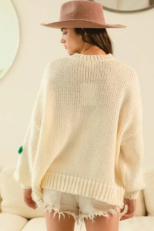 Flower Crochet Embroidery Sweater