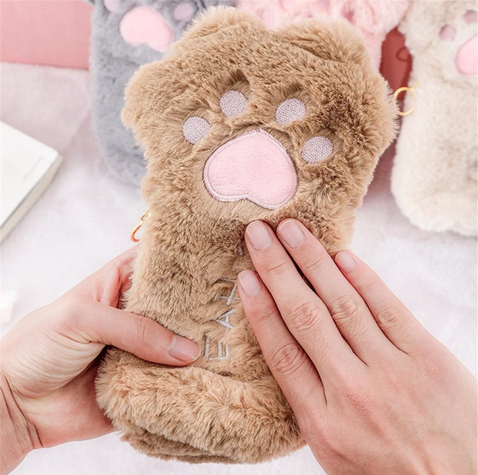 Fluffy Cat Paw Pencil Case