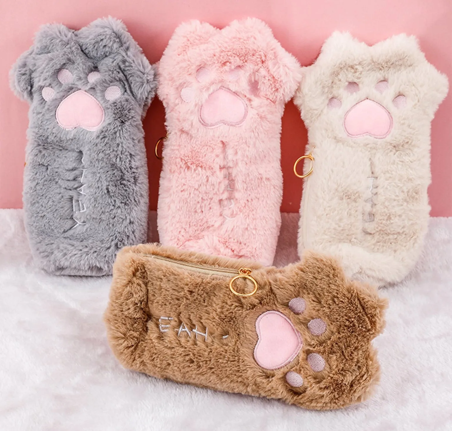 Fluffy Cat Paw Pencil Case