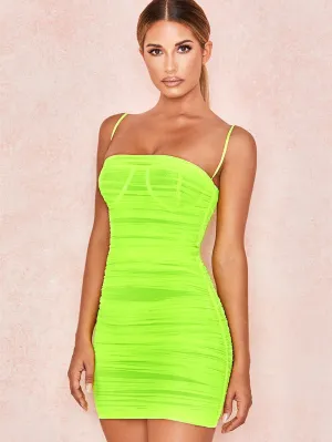 Fluorescent Green Fitted Short Skirt, Ocassion Dresses