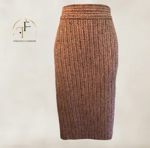 Gai Mattiolo Brown Flecked Tweed Wool Pencil Skirt UK 16 US 12 EU 44 IT 48