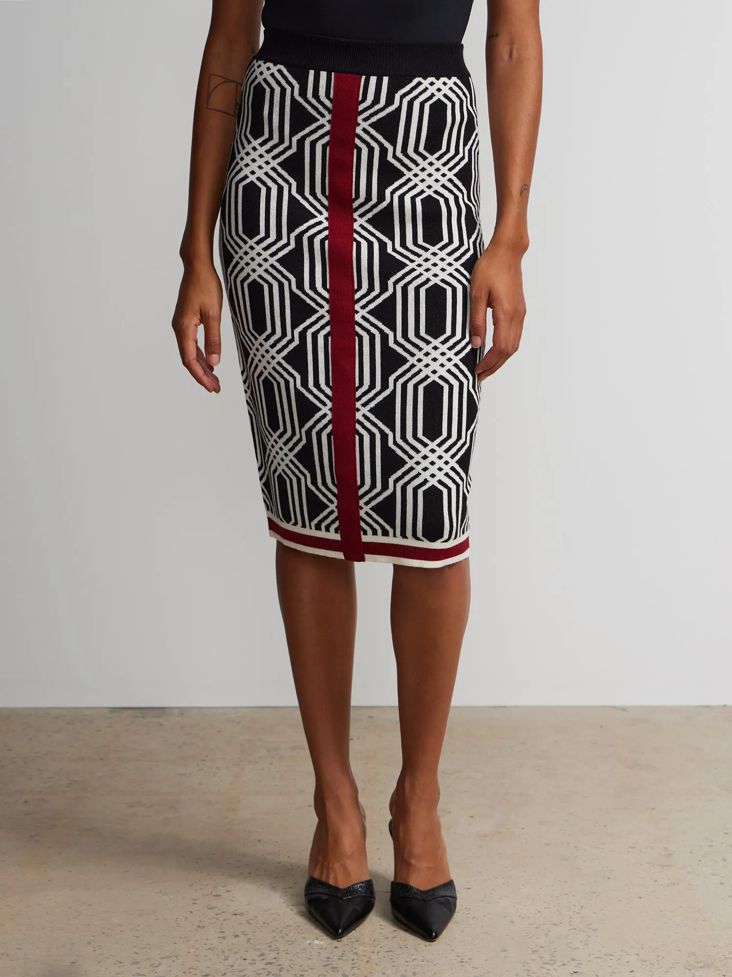 Geometric Print Pencil Skirt