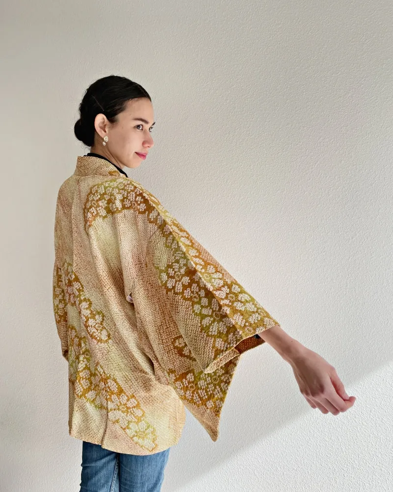 Golden Cosmos Shibori Haori Kimono Jacket