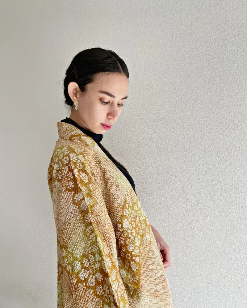 Golden Cosmos Shibori Haori Kimono Jacket