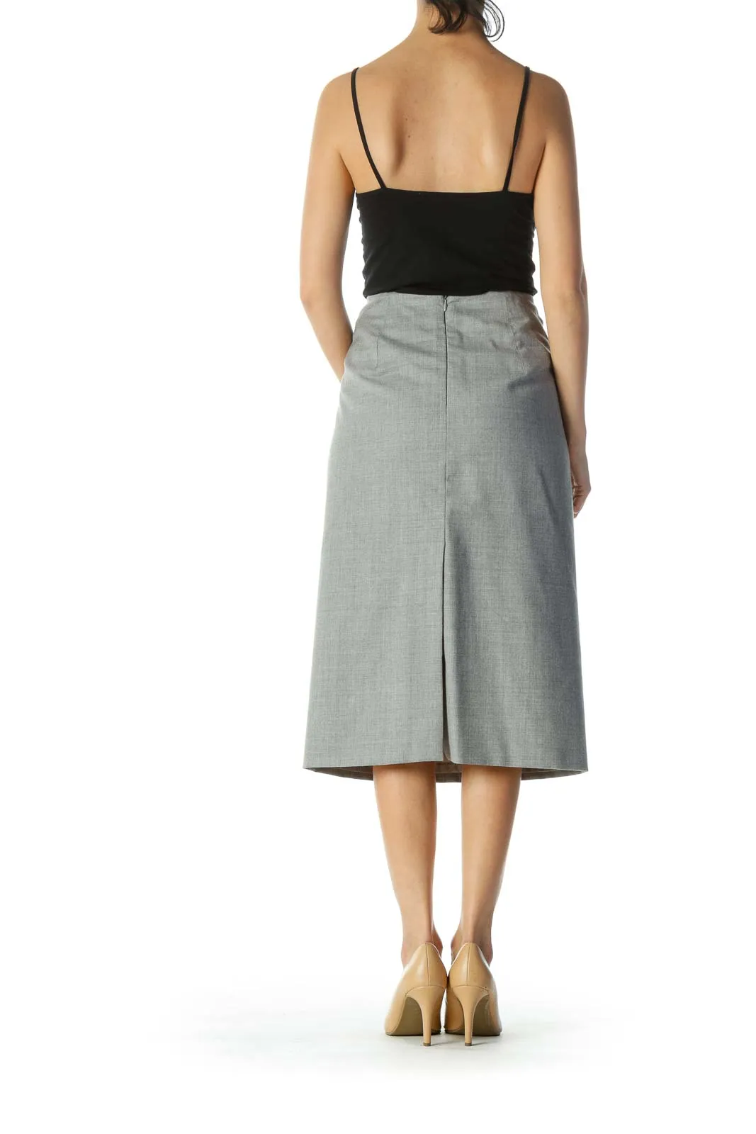 Gray Midi Pencil Skirt