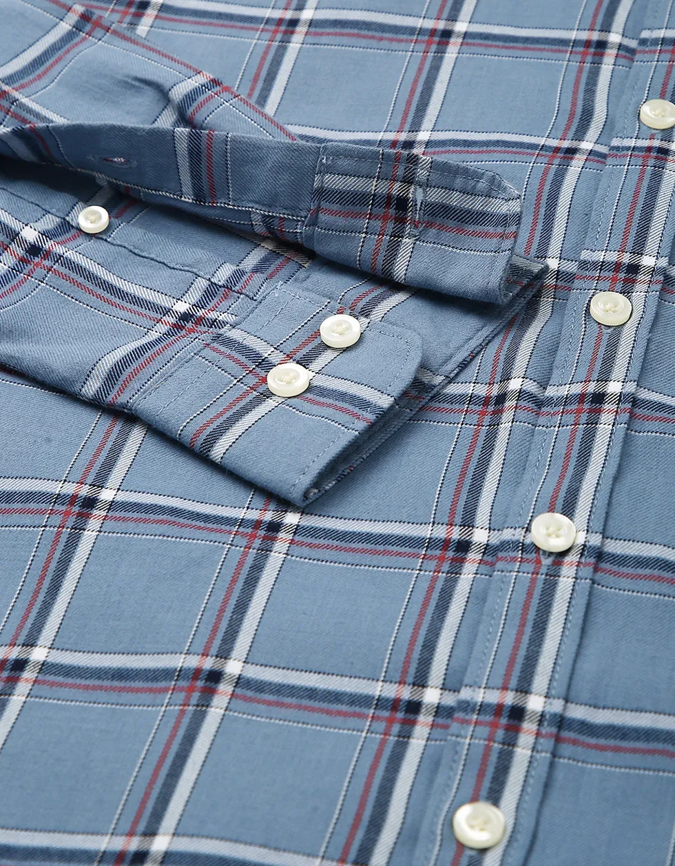 Grey Checks Printed Shirt