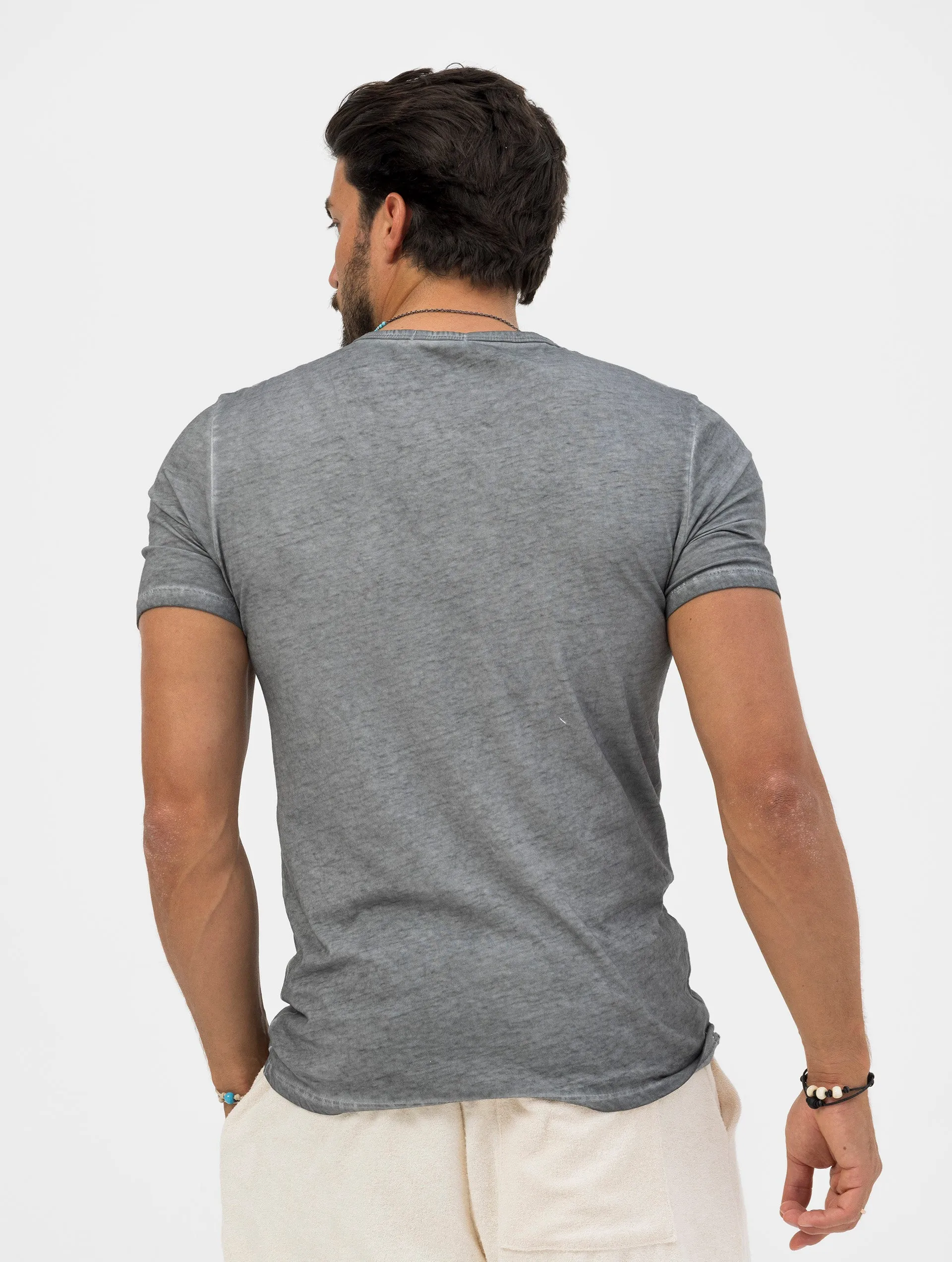 HENRY HENLEY T-SHIRT IN GREY