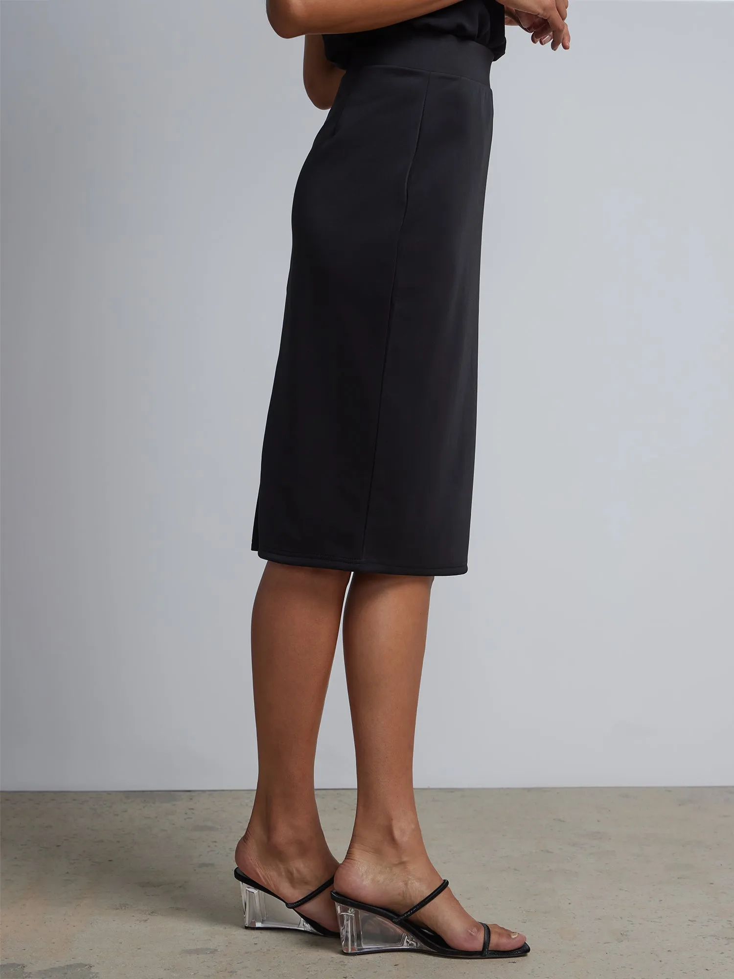 High Rise Knee Length Pencil Skirt