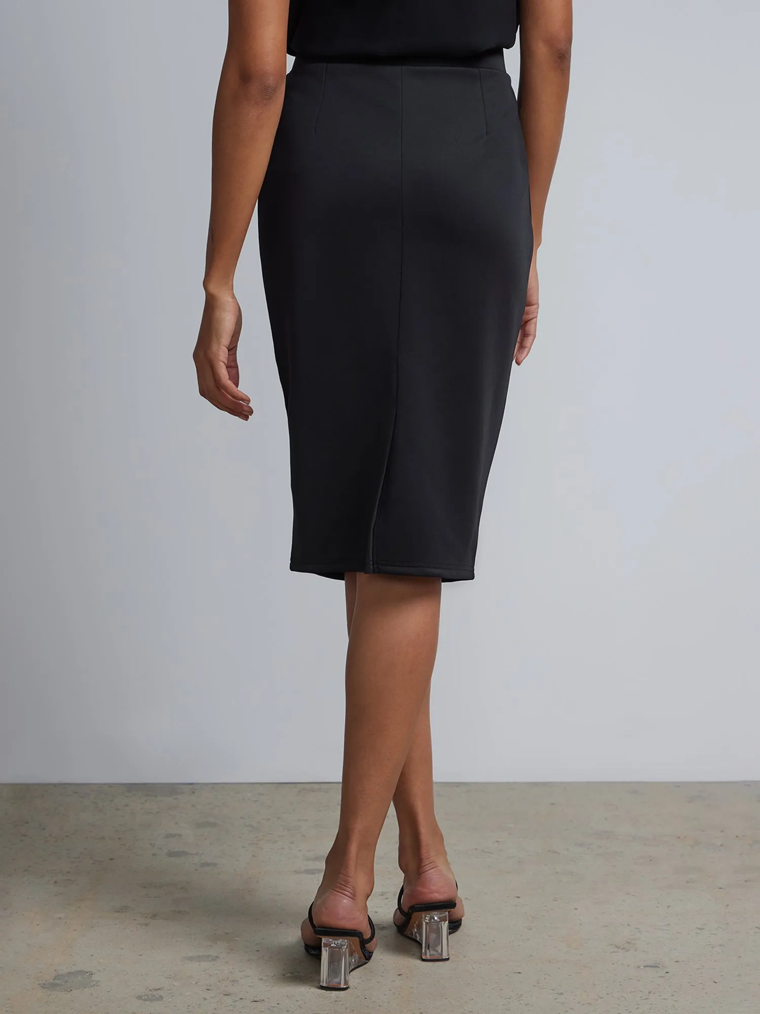 High Rise Knee Length Pencil Skirt