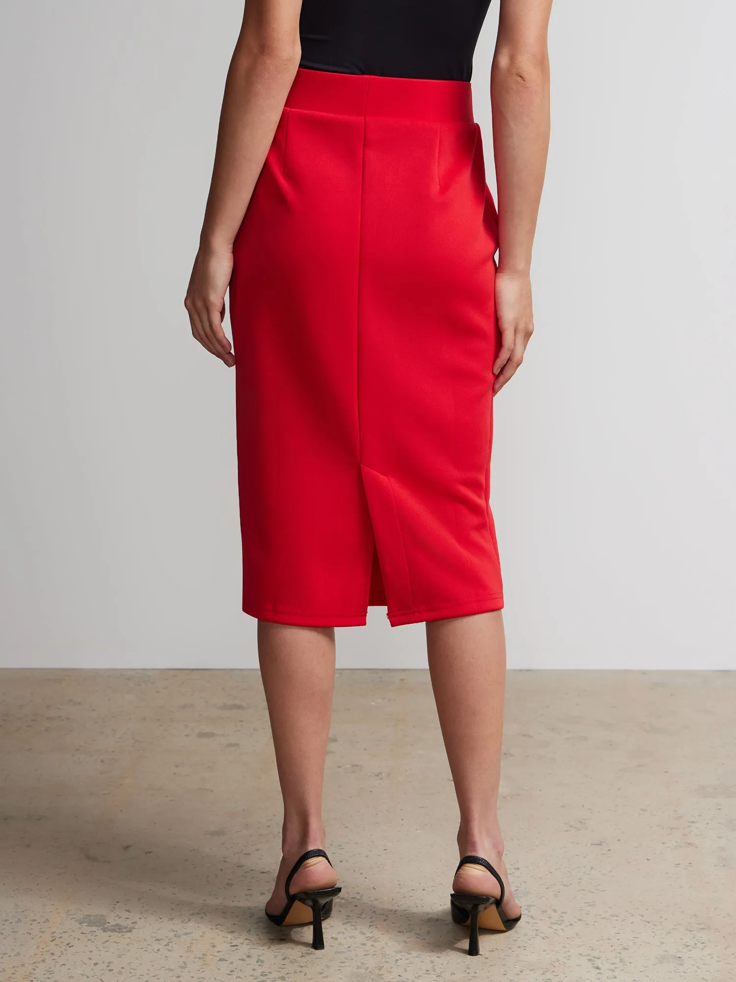 High Rise Knee Length Pencil Skirt