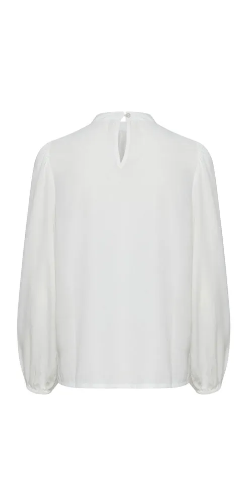 Ichi High Neck Blouse, white