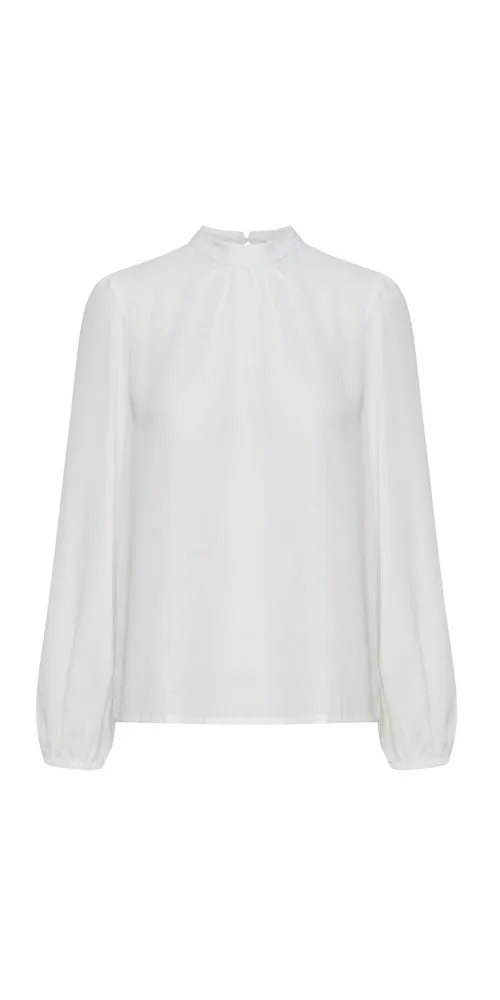 Ichi High Neck Blouse, white