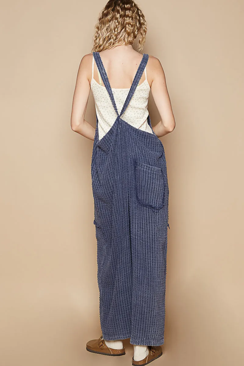 Indigo Textured Overall Pants #561