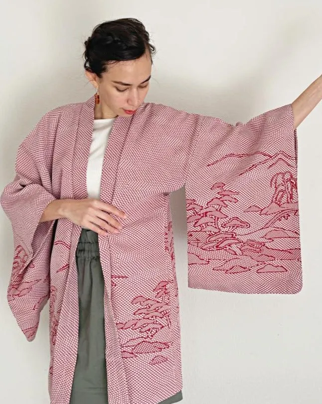 Japanese Pine Tree Garden Haori Kimono Jacket