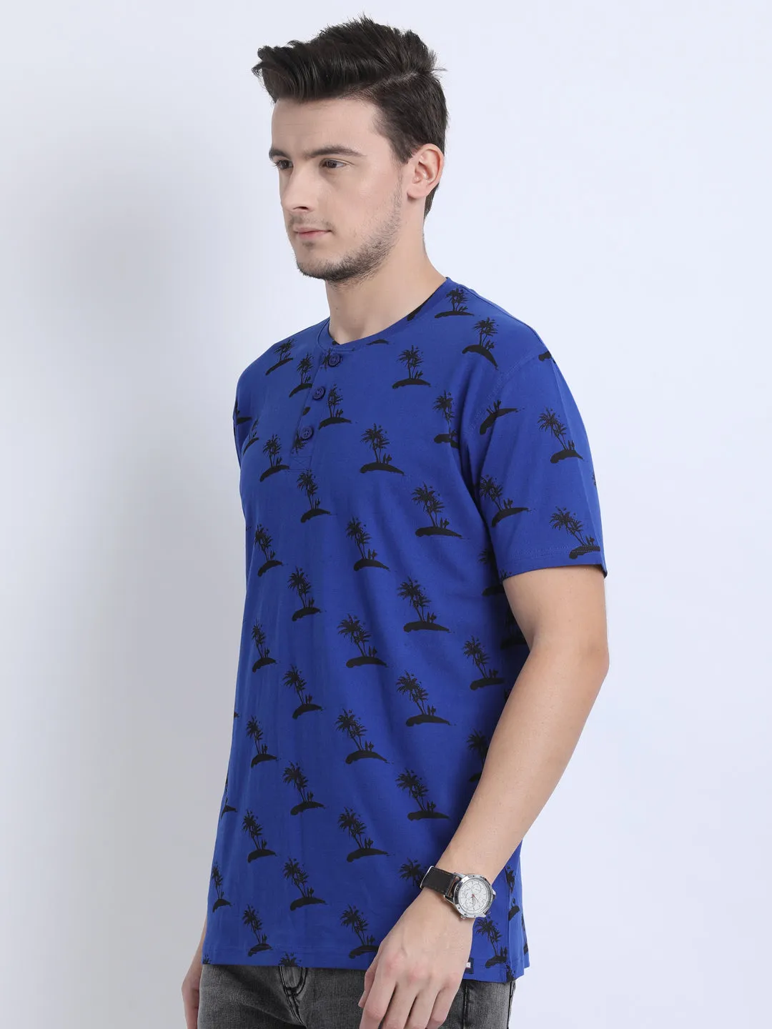 JDC Casual Prints T Shirts-Blue