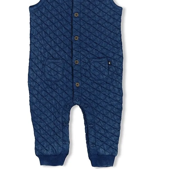 KEEP ROLLING - Stepped Double Knit Quilted Classic Keepsake Overall