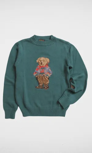 Kids RL Polo Bear Pullover - Petrol