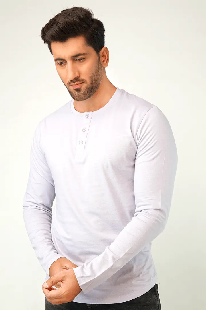 Lavender Full Sleeve Henley T-Shirt