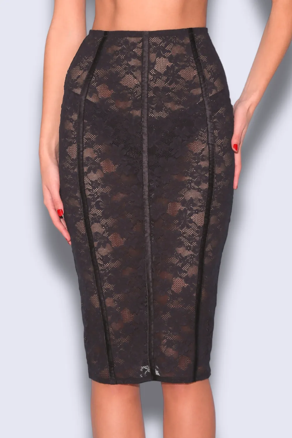 Le Stretch Lace Pencil Skirt