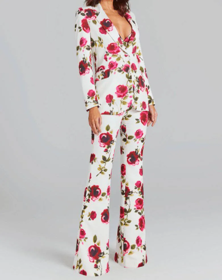 Louiza Long Sleeve Floral Top And Floral Flared Pants Set