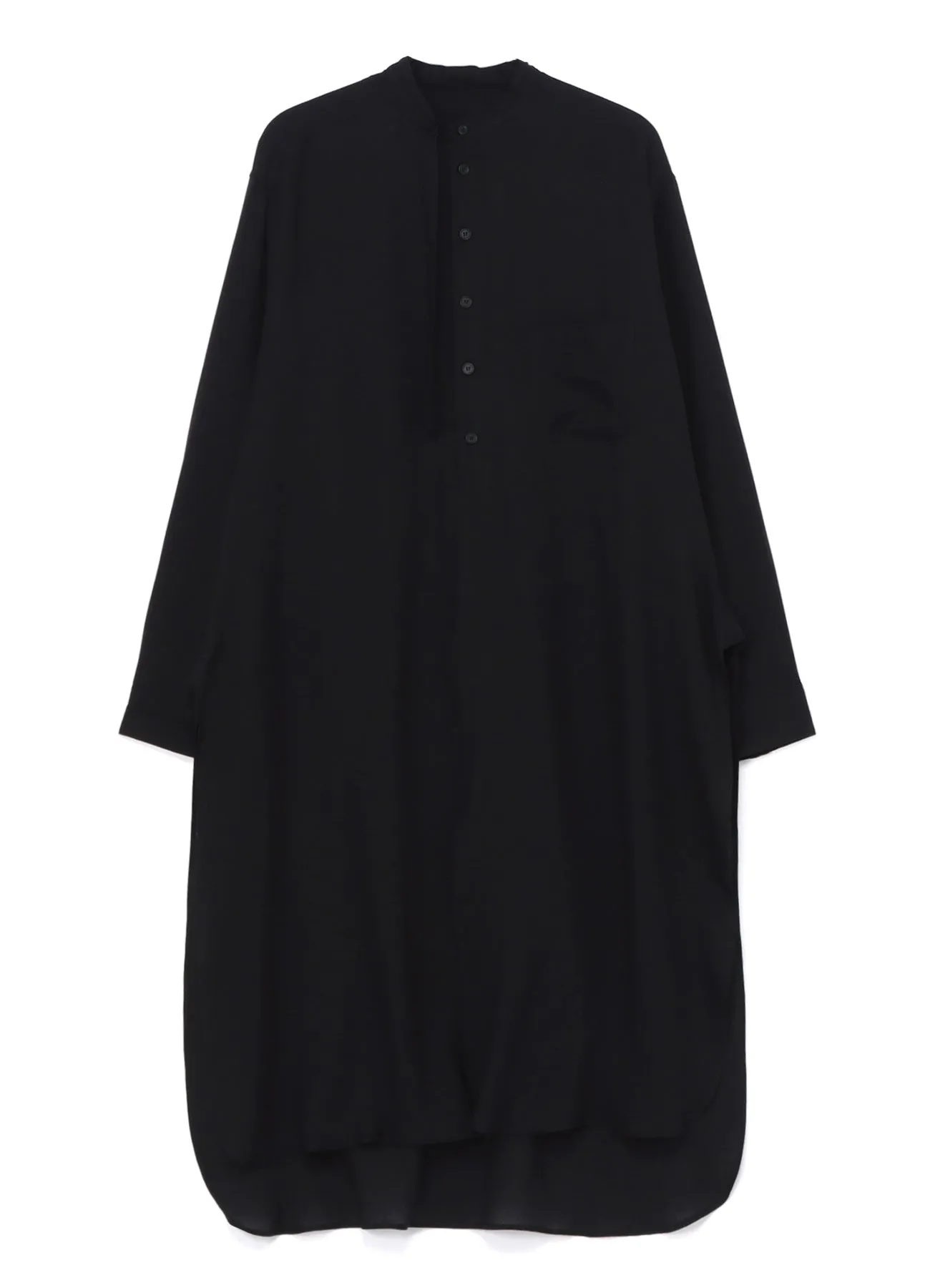 LYOCELL VIERA STAND COLLAR LONG SHIRT WITH ROUNDED HEM