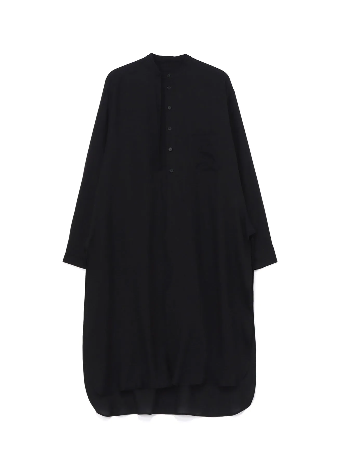 LYOCELL VIERA STAND COLLAR LONG SHIRT WITH ROUNDED HEM