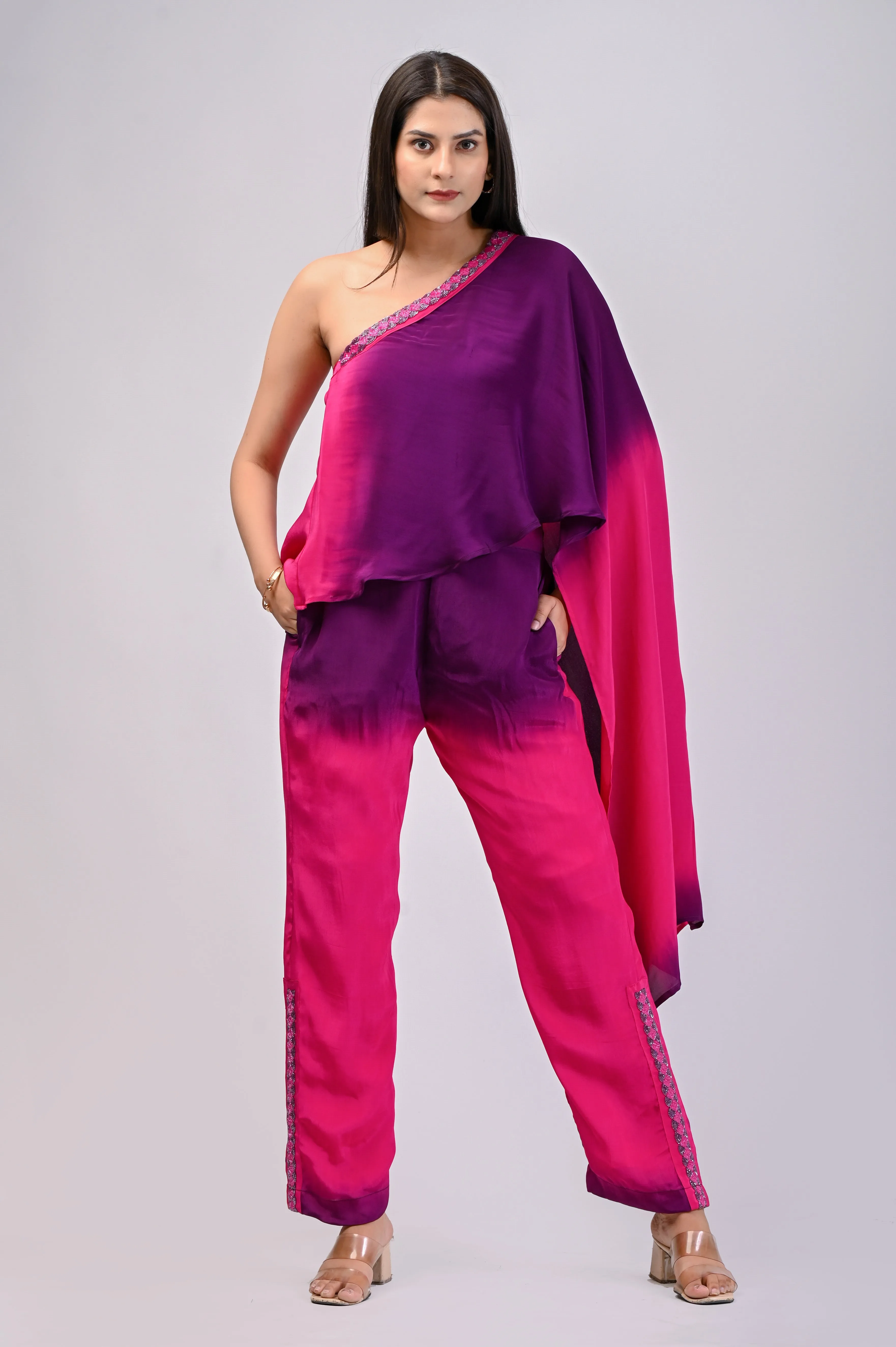 Magenta And Purple Co-ord Set